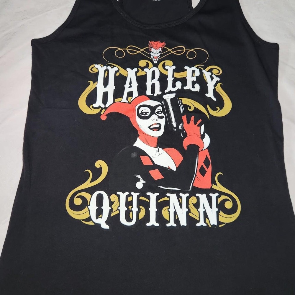 DC Comics Harley Quinn Graphic Racerback Tank Top Black Large L Streetwear Punk